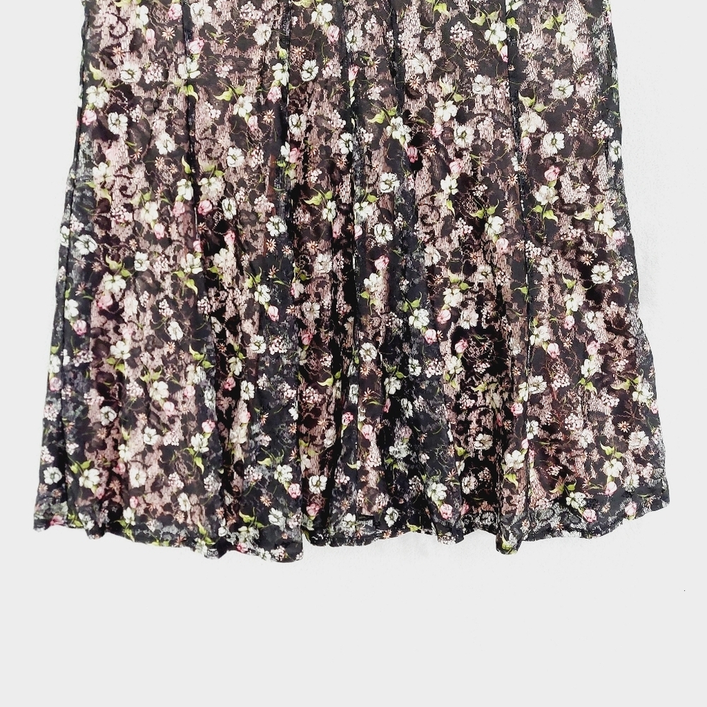 Gabby Skye Black Multi Color Floral Zip Back Sleeveless Midi Dress P2727 - Picture 2 of 7
